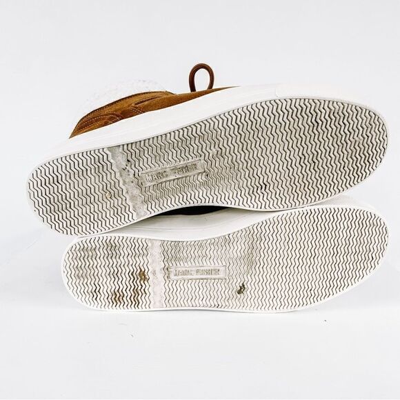 Marc Fisher Darlen Brown Tan Leather Sherpa Casual Winter Lace Ankle Boots Sz 7 - Picture 6 of 7